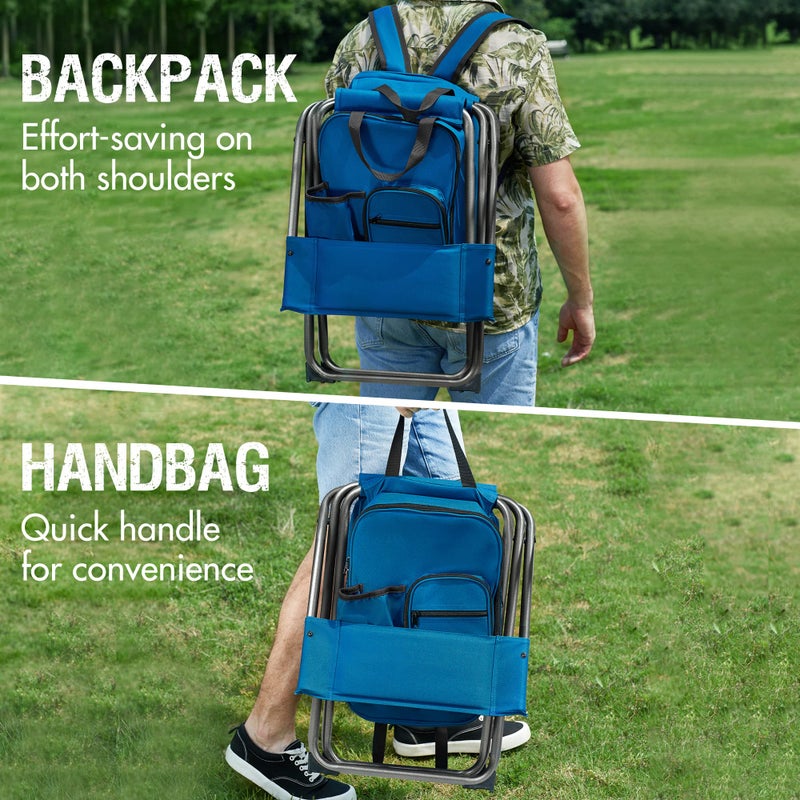 PORTAL Backpack Cooler Chair Fishing Chairs with Backrest Folding Camping Stool Compact for Outdoors Hiking Hunting Travel, Supports 225 lbs Capacity - Image 2